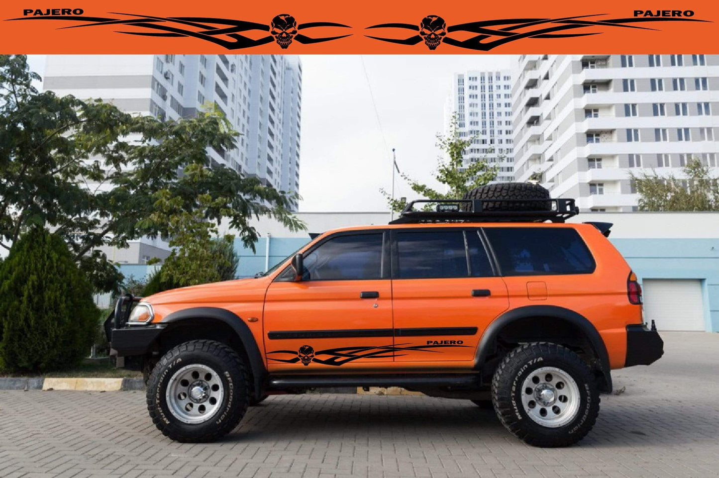 Premium Quality Stickers Compatible with Mitsubishi Pajero Skull Tribal Design Decorative decals