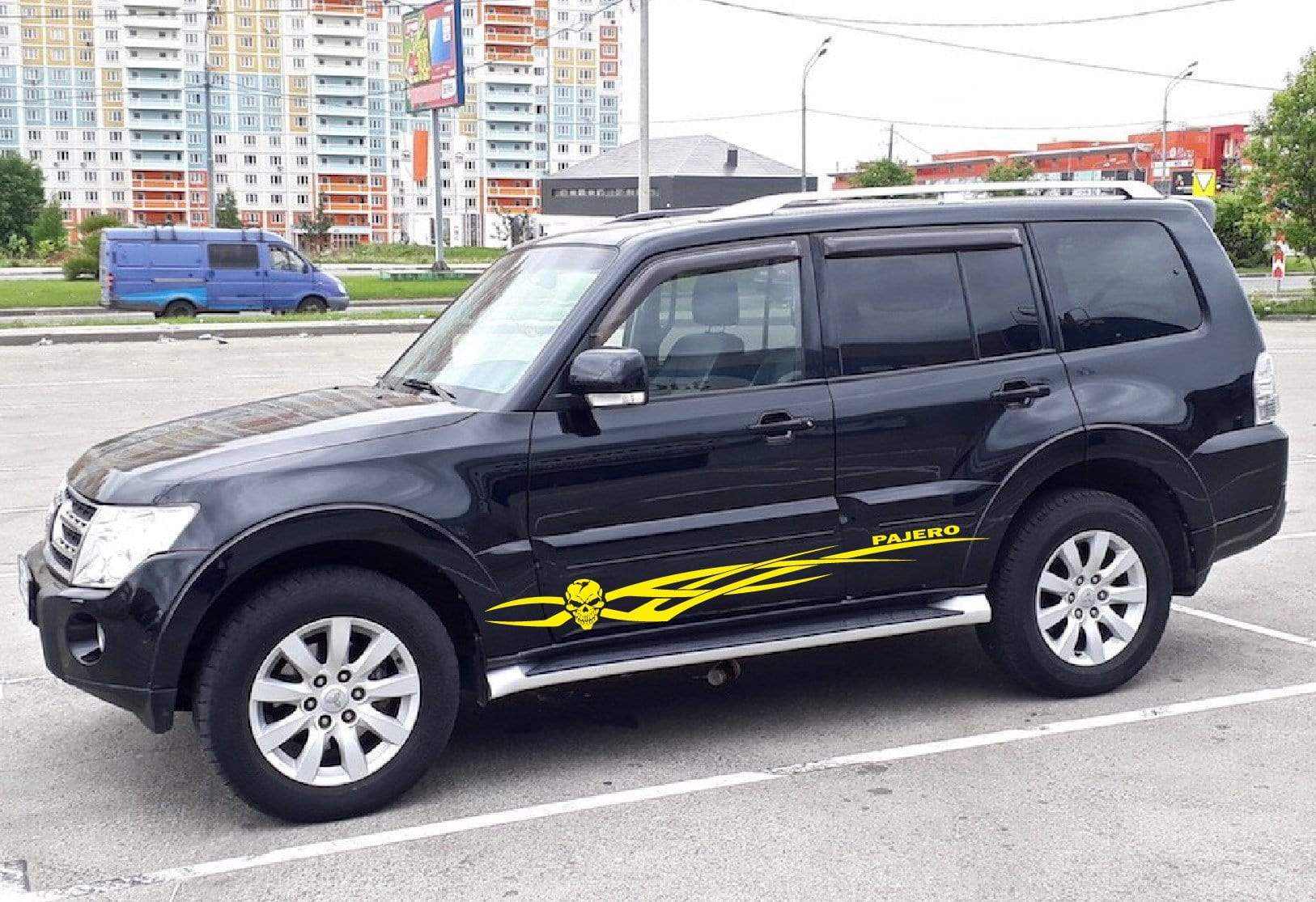 Premium Quality Stickers Compatible with Mitsubishi Pajero Skull Tribal Design Decorative decals