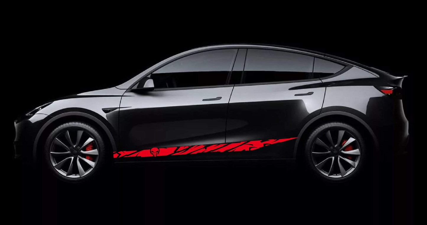 Premium Stickers Compatible with Tesla 3 | Tesla X Stickers | Tesla Y Stickers Tesla S Skull Design