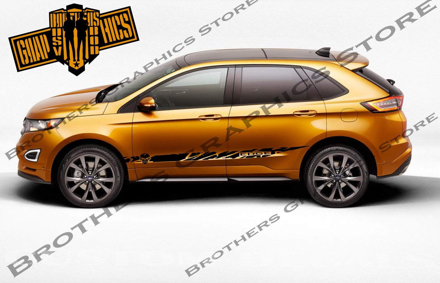Premium Vinyl Stickers Compatible With Ford Edge Style Design Skull Design