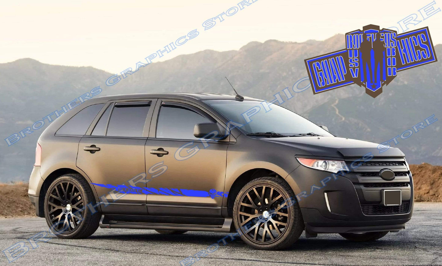 Premium Vinyl Stickers Compatible With Ford Edge Style Design Skull Design