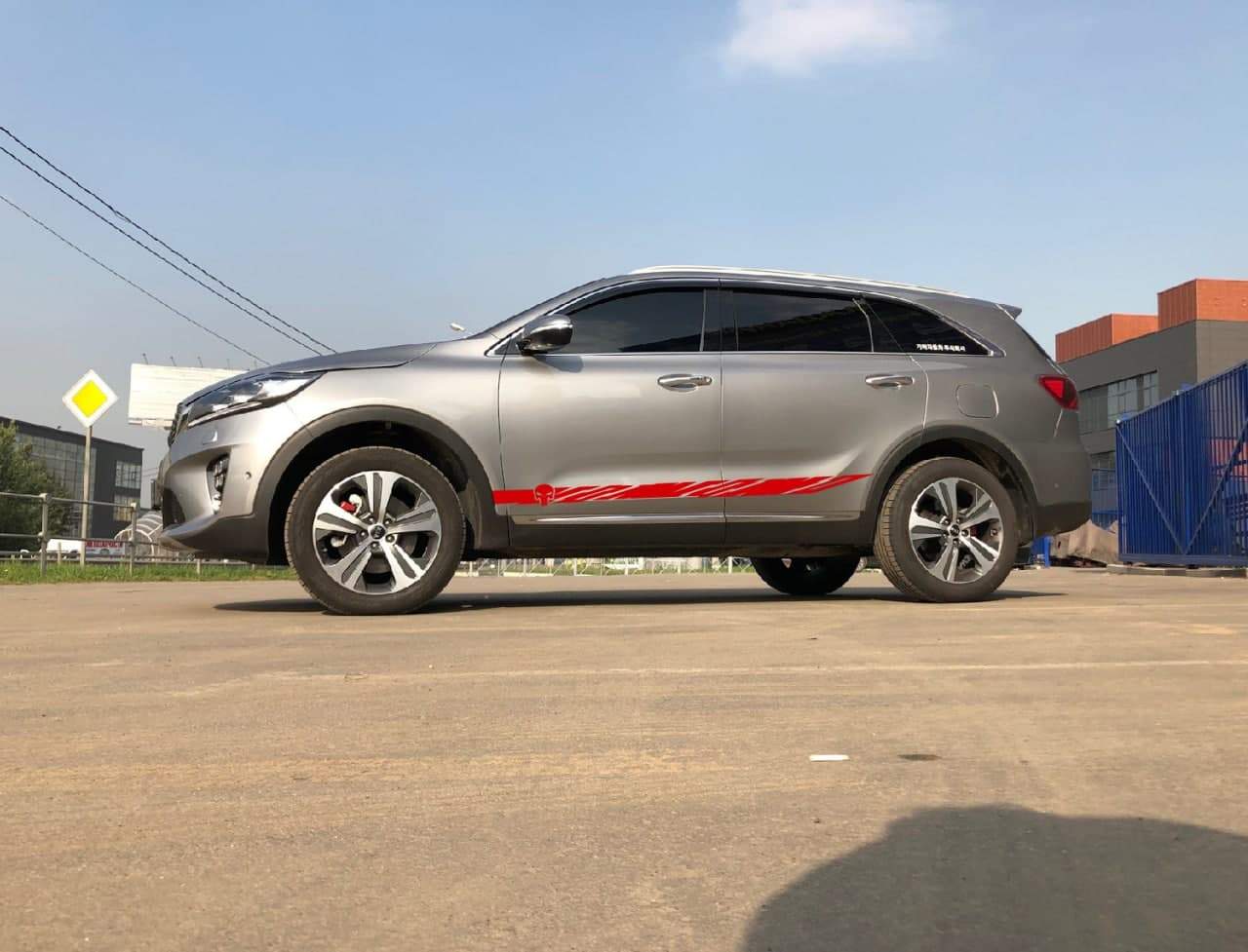 Vinyl Graphics Skull Line design Decal Sticker Vinyl Side Racing Stripes Compatible with Kia Sorento