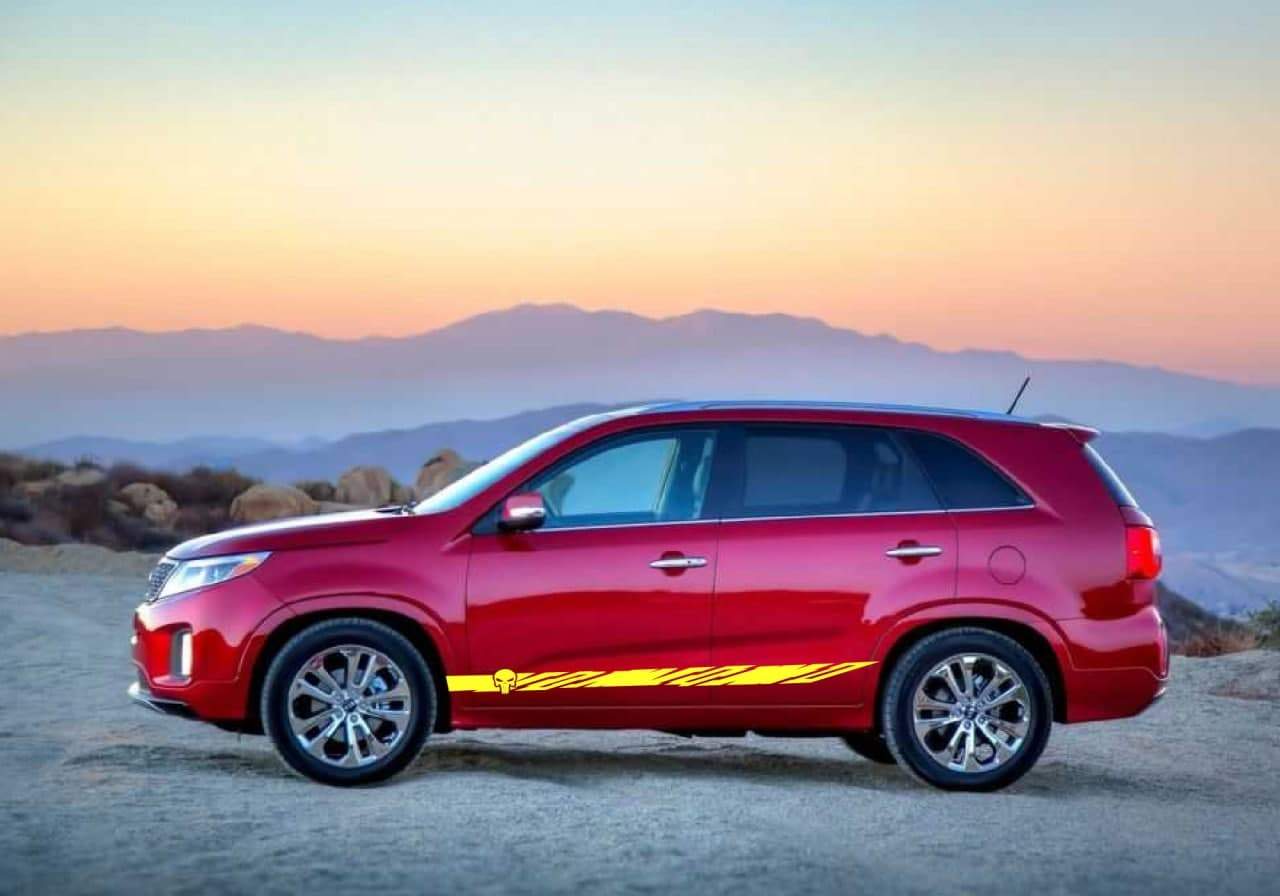 Vinyl Graphics Skull Line design Decal Sticker Vinyl Side Racing Stripes Compatible with Kia Sorento