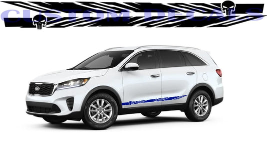 Vinyl Graphics Skull Line design Decal Sticker Vinyl Side Racing Stripes Compatible with Kia Sorento