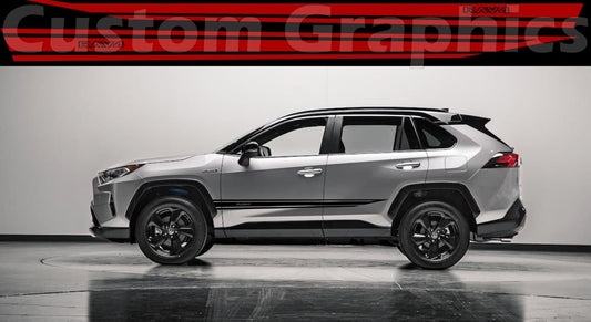 Vinyl Graphics Spear Logo Graphic Sticker Vinyl Side Racing Stripes Compatible with Toyota Rav4