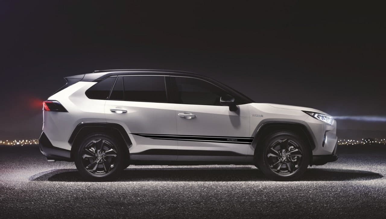 Vinyl Graphics Spear Logo Graphic Sticker Vinyl Side Racing Stripes Compatible with Toyota Rav4