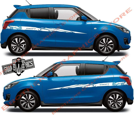Sport Racing Stripes Vinyl Decal Customized For Suzuki SWIFT - Brothers-Graphics
