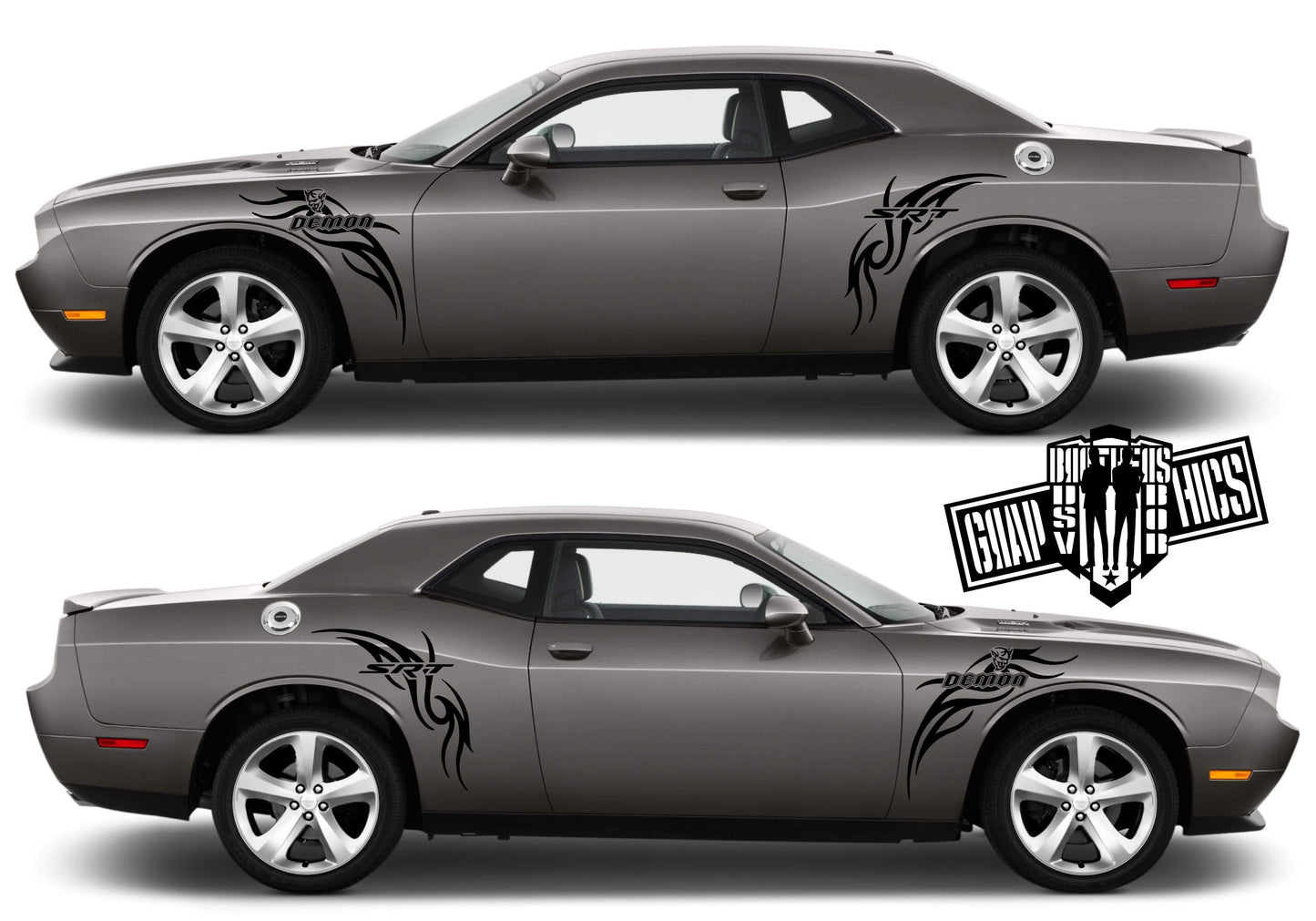 Sport Sticker Decal Side Door Stripes for Dodge Challenger SRT - Brothers-Graphics