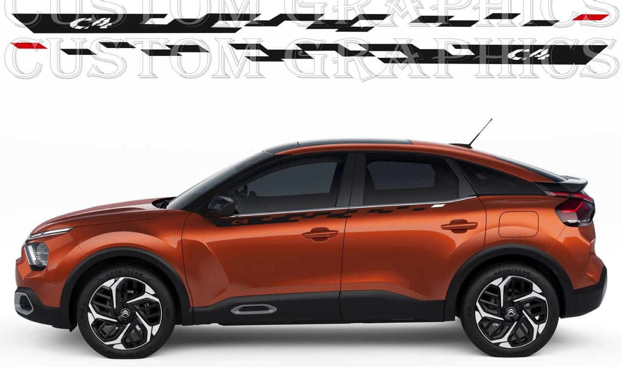 Vinyl Graphics Sticker Compatible With Citroen C4 Decals Vinyl New 2 color Design