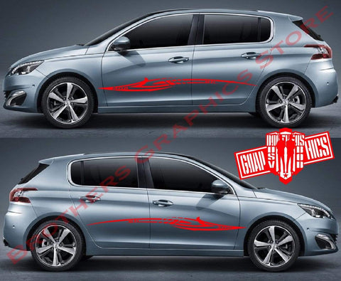 Sticker Decal Side Door Stripes for Peugeot 308 - Brothers-Graphics