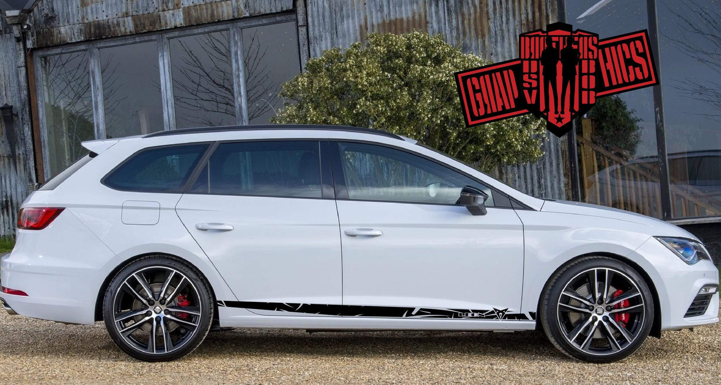 Sticker Decal Stripes Vinyl Side Door Stripes for Seat Leon - Brothers-Graphics
