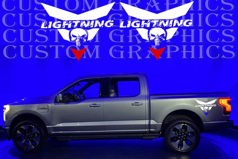 Vinyl Graphics Stickers Compatible With Ford F-150 Lightning Skull Design Graphics