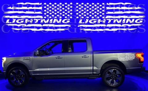 Vinyl Graphics Stickers Compatible With Ford F-150 Lightning USA Flag Design Graphics