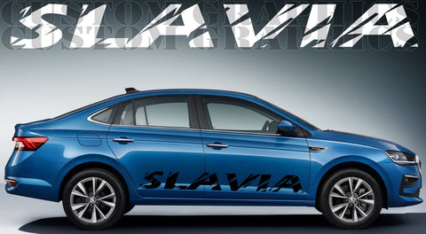 Vinyl Graphics Stickers Compatible With Skoda Slavia New Logo Line Design Vinyl Decal