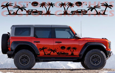 Vinyl Graphics Stickers Decals Compatible With Ford Bronco New Beach Design