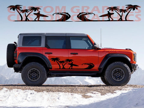 Vinyl Graphics Stickers Decals Compatible With Ford Bronco Unique Beach Design