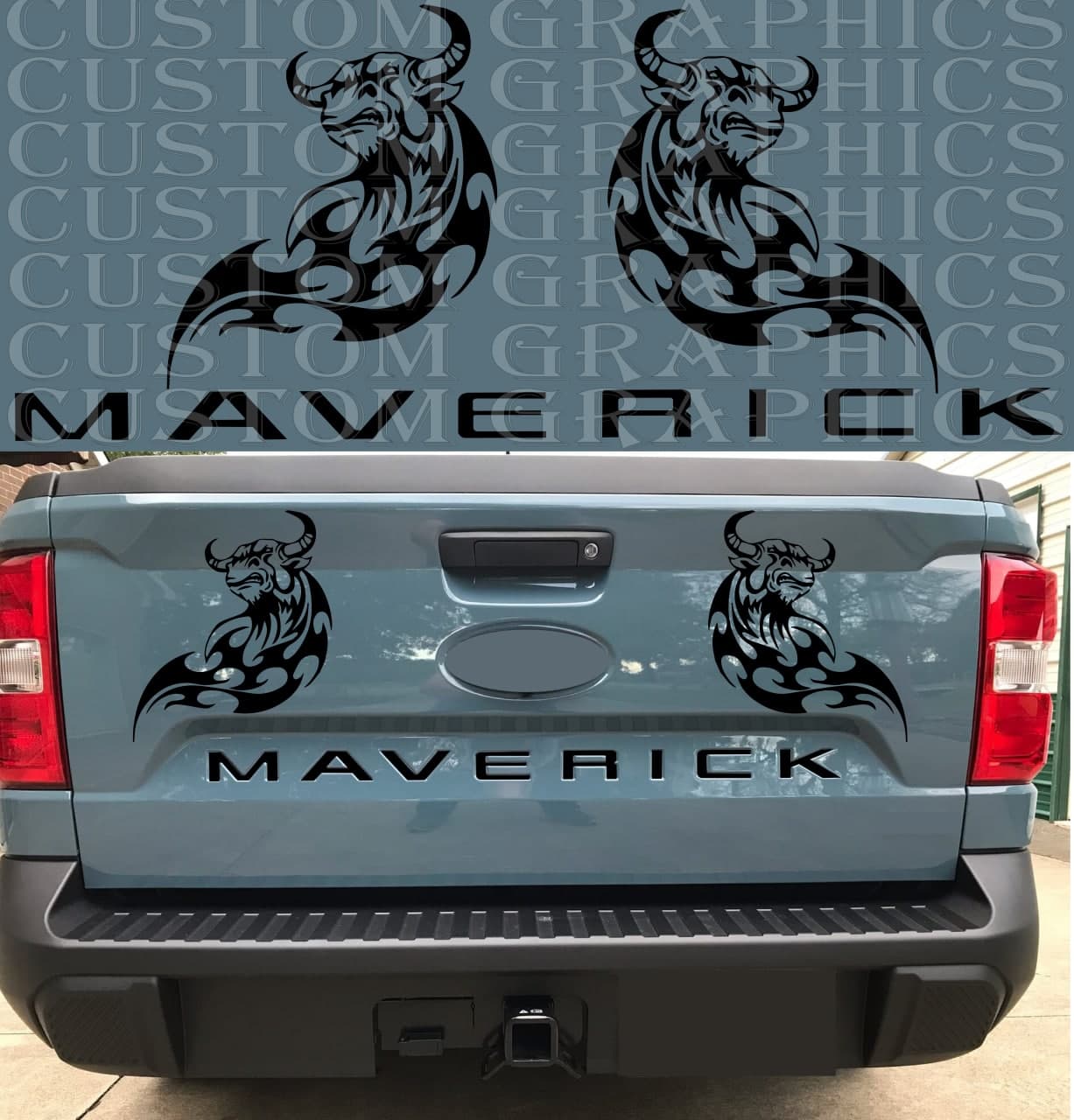 Vinyl Graphics Tailgate 3x Bulls Design Sticker Vinyl Graphics Compatible With Ford Maverick