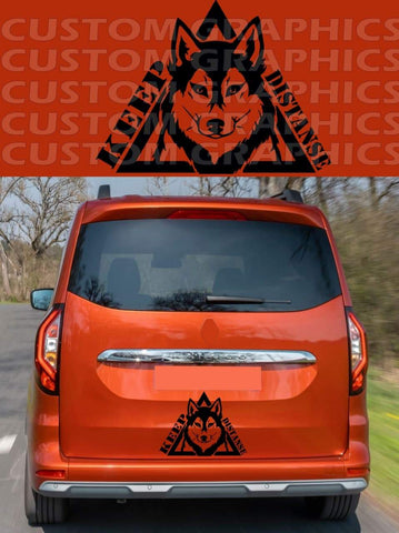 Vinyl Graphics Tailgate Wolf Design Graphic Racing Stripes Compatible with Renault Kangoo
