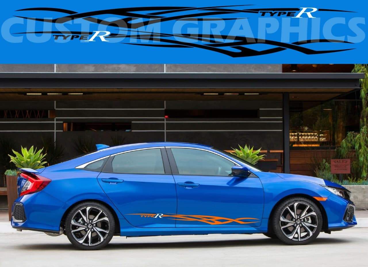 Vinyl Graphics Tribal Graphic Line Stickers Compatible With Honda Civic, All Models Size
