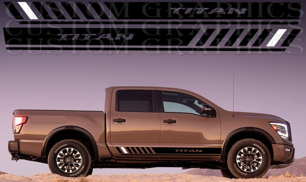 Unique Block Design Vinyl Side Racing Stripes for Nissan Titan ...