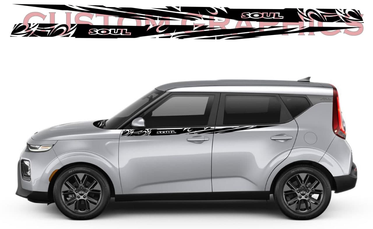 Vinyl Graphics Unique Design Decal Sticker Vinyl Side Racing Stripes Compatible with Kia Soul