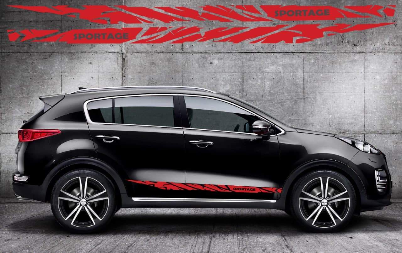 Vinyl Graphics Unique Design Decal Sticker Vinyl Side Racing Stripes Compatible with Kia Sportage