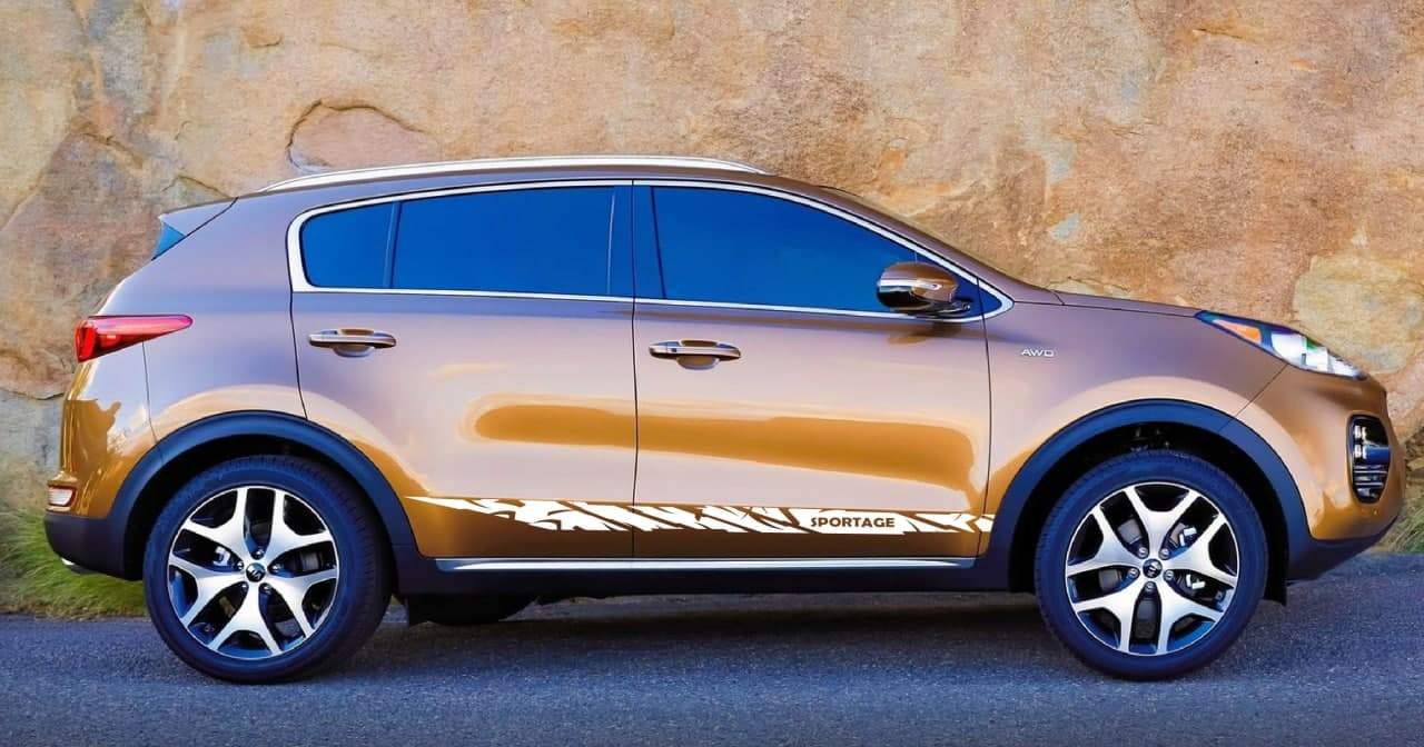 Vinyl Graphics Unique Design Decal Sticker Vinyl Side Racing Stripes Compatible with Kia Sportage