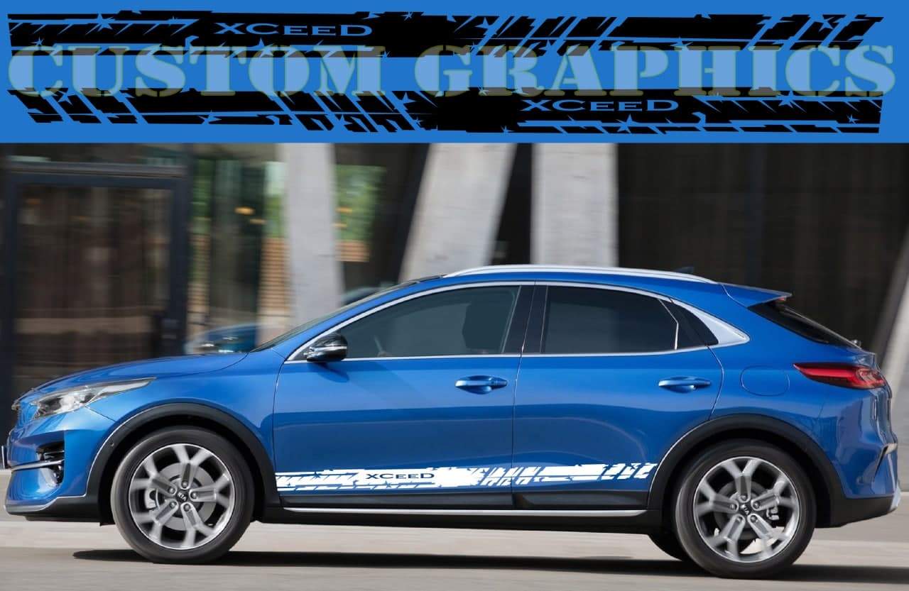 Vinyl Graphics Unique Design Decal Sticker Vinyl Side Racing Stripes Compatible with Kia XCeed