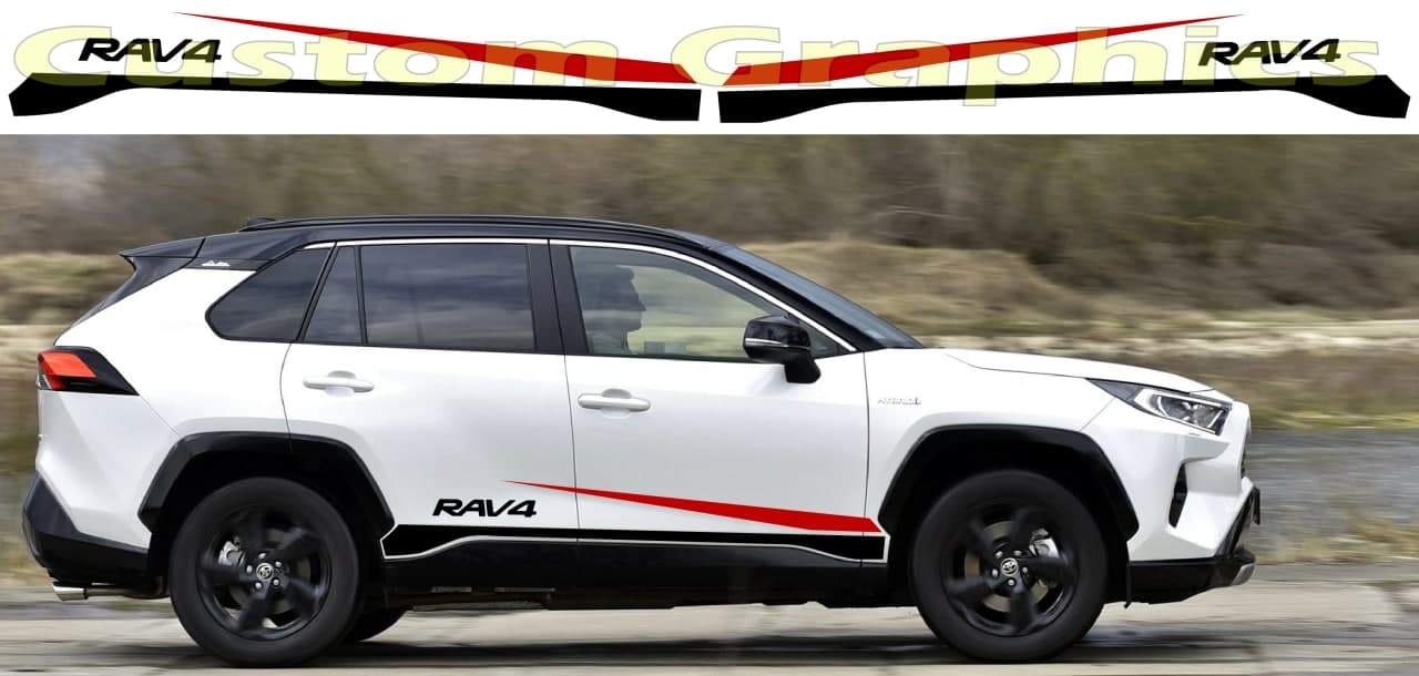 Vinyl Graphics Unique Design Decals Stickers Vinyl Side Racing Stripes Compatible with Toyota Rav4
