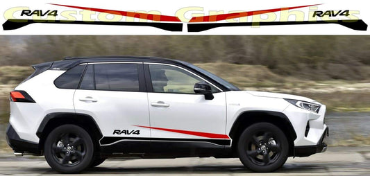 Vinyl Graphics Unique Design Decals Stickers Vinyl Side Racing Stripes Compatible with Toyota Rav4