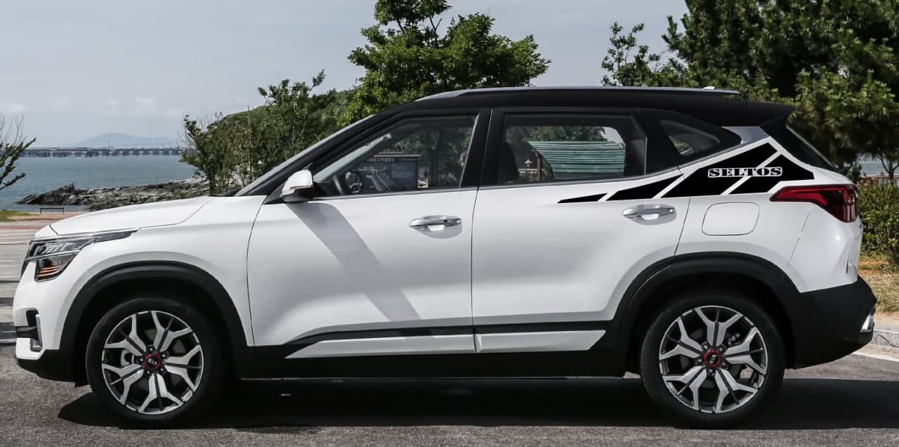 Vinyl Graphics Up Line Design Decal Sticker Vinyl Side Racing Stripes Compatible with Kia Seltos