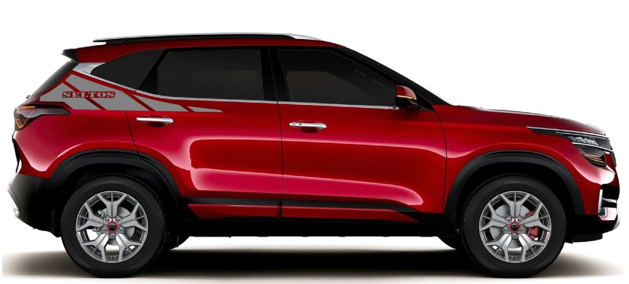 Vinyl Graphics Up Line Design Decal Sticker Vinyl Side Racing Stripes Compatible with Kia Seltos