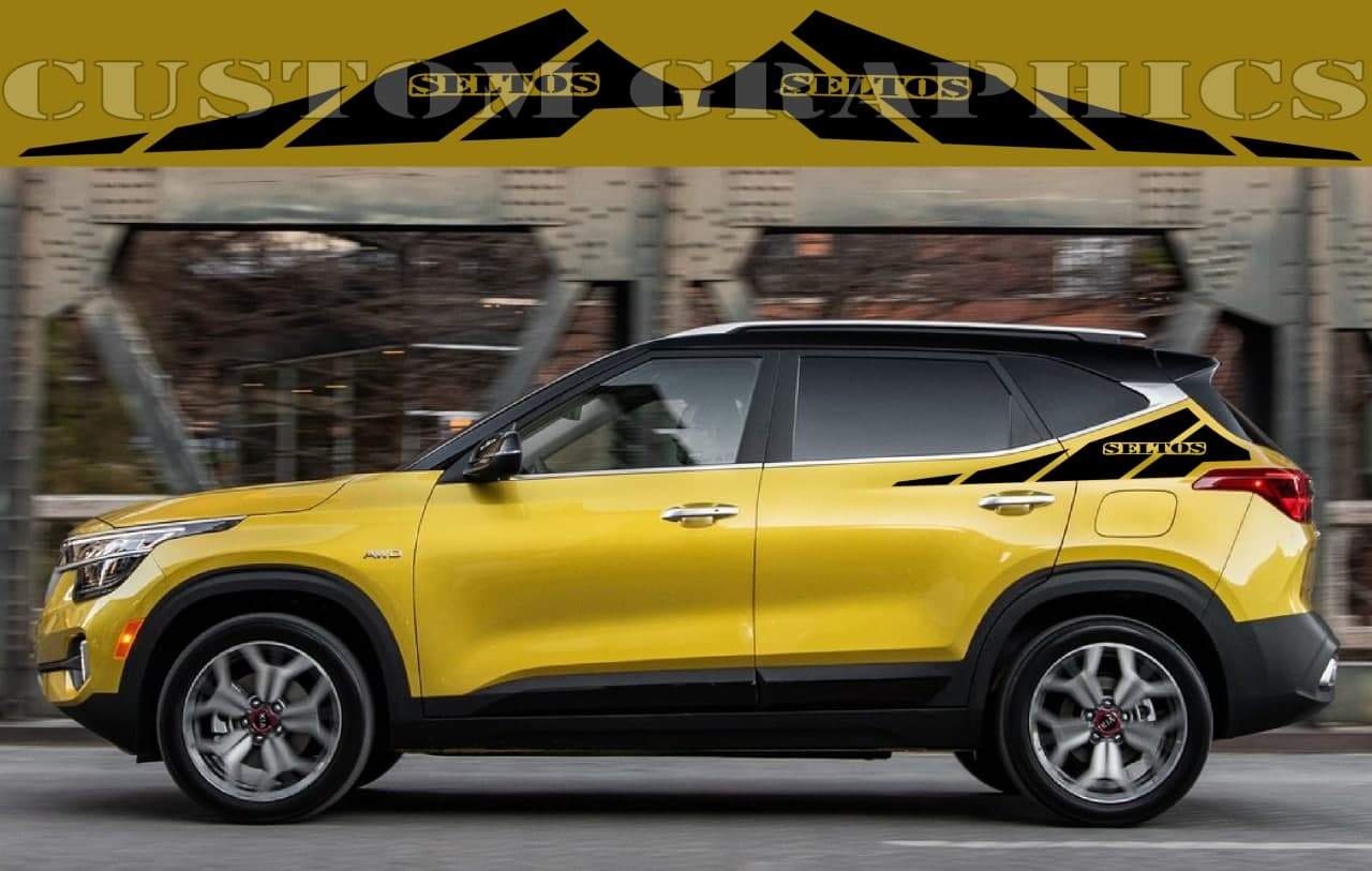 Vinyl Graphics Up Line Design Decal Sticker Vinyl Side Racing Stripes Compatible with Kia Seltos