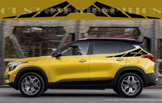 Vinyl Graphics Up Line Design Decal Sticker Vinyl Side Racing Stripes Compatible with Kia Seltos