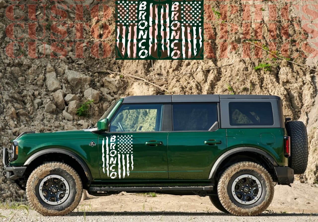 Vinyl Graphics USA Flag Logo Design Stickers Decals Compatible With Ford Bronco