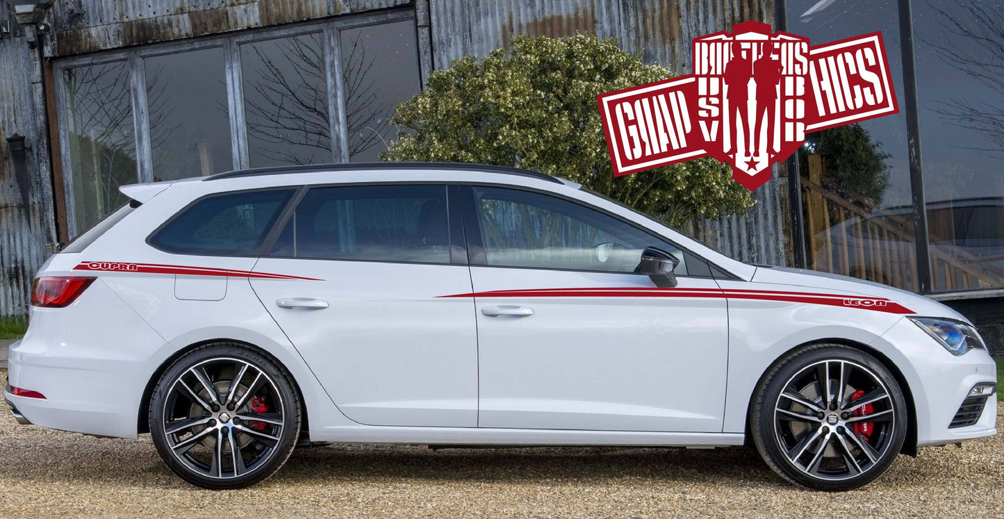 Vinyl Decal Racing Stripes Car Side Door Fit Seat Leon - Brothers-Graphics