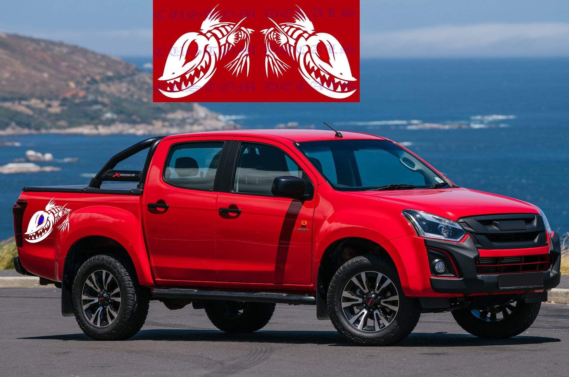 Premium Vinyl Stickers Compatible With Isuzu D-Max  Fish Bones Graphics 