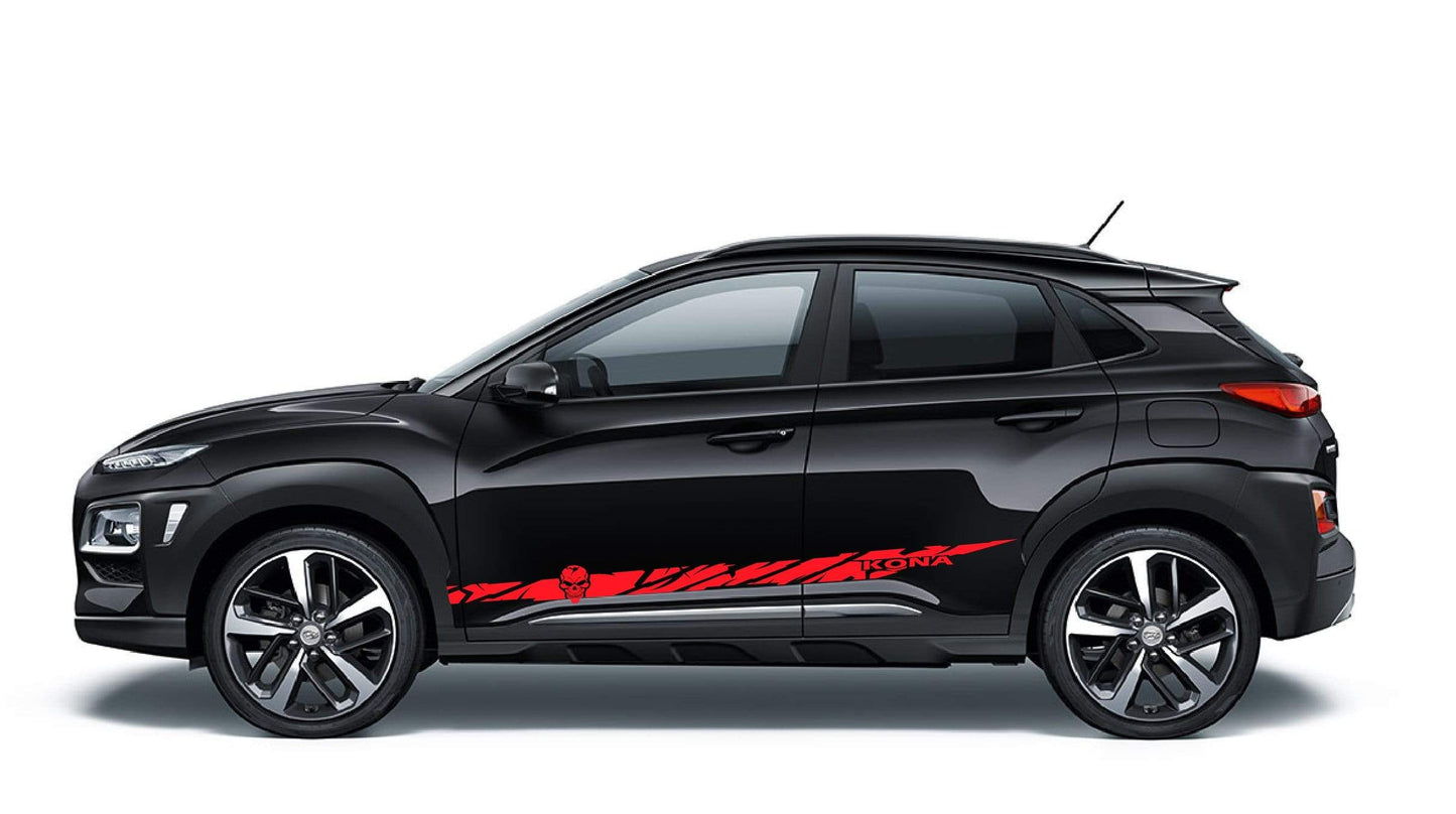 Premium Vinyl Sticker Compatible with Hyundai Kona New Skull Line design