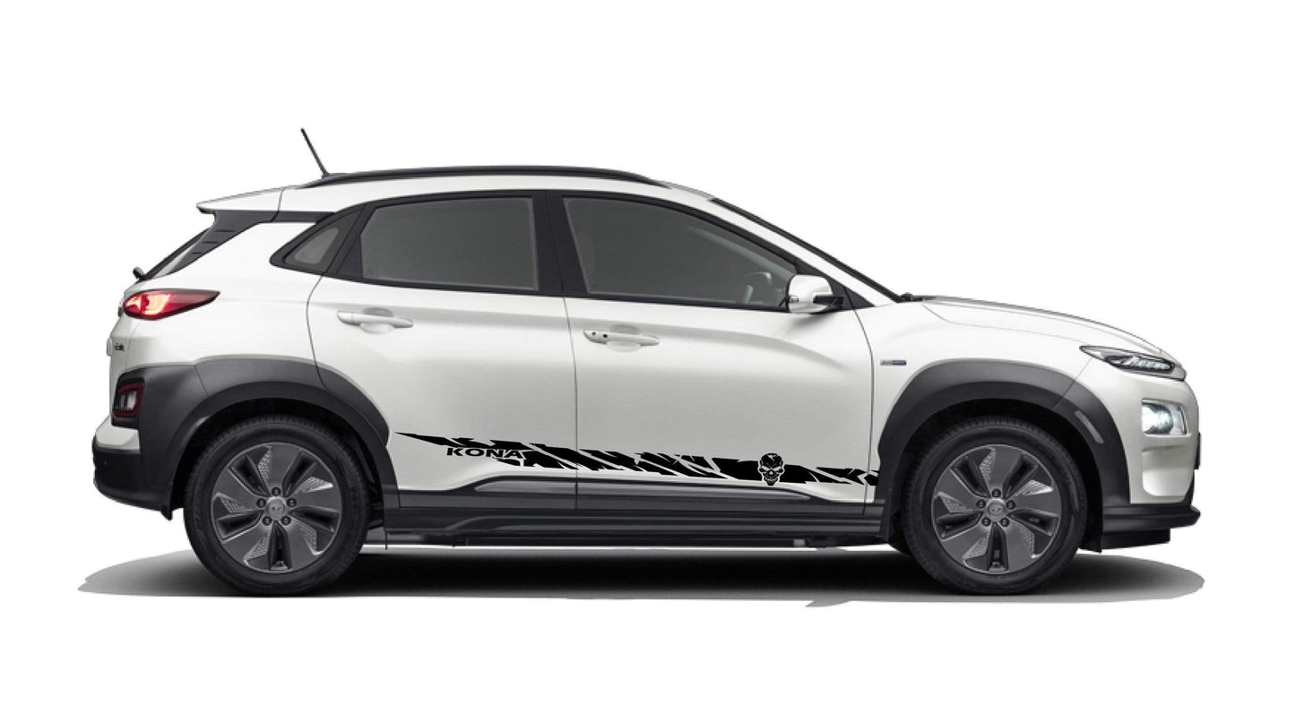 Premium Vinyl Sticker Compatible with Hyundai Kona New Skull Line design