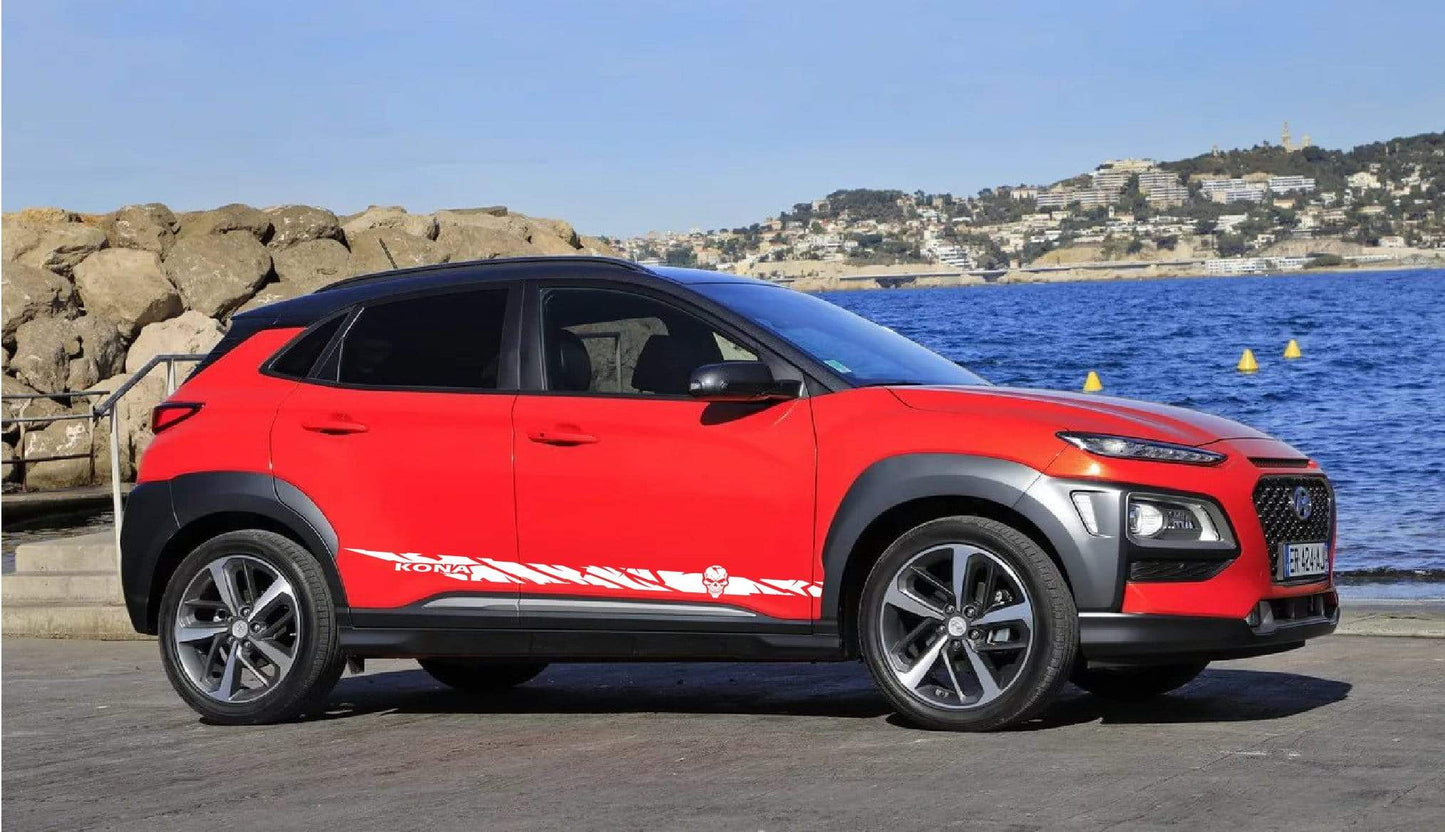 Premium Vinyl Sticker Compatible with Hyundai Kona New Skull Line design