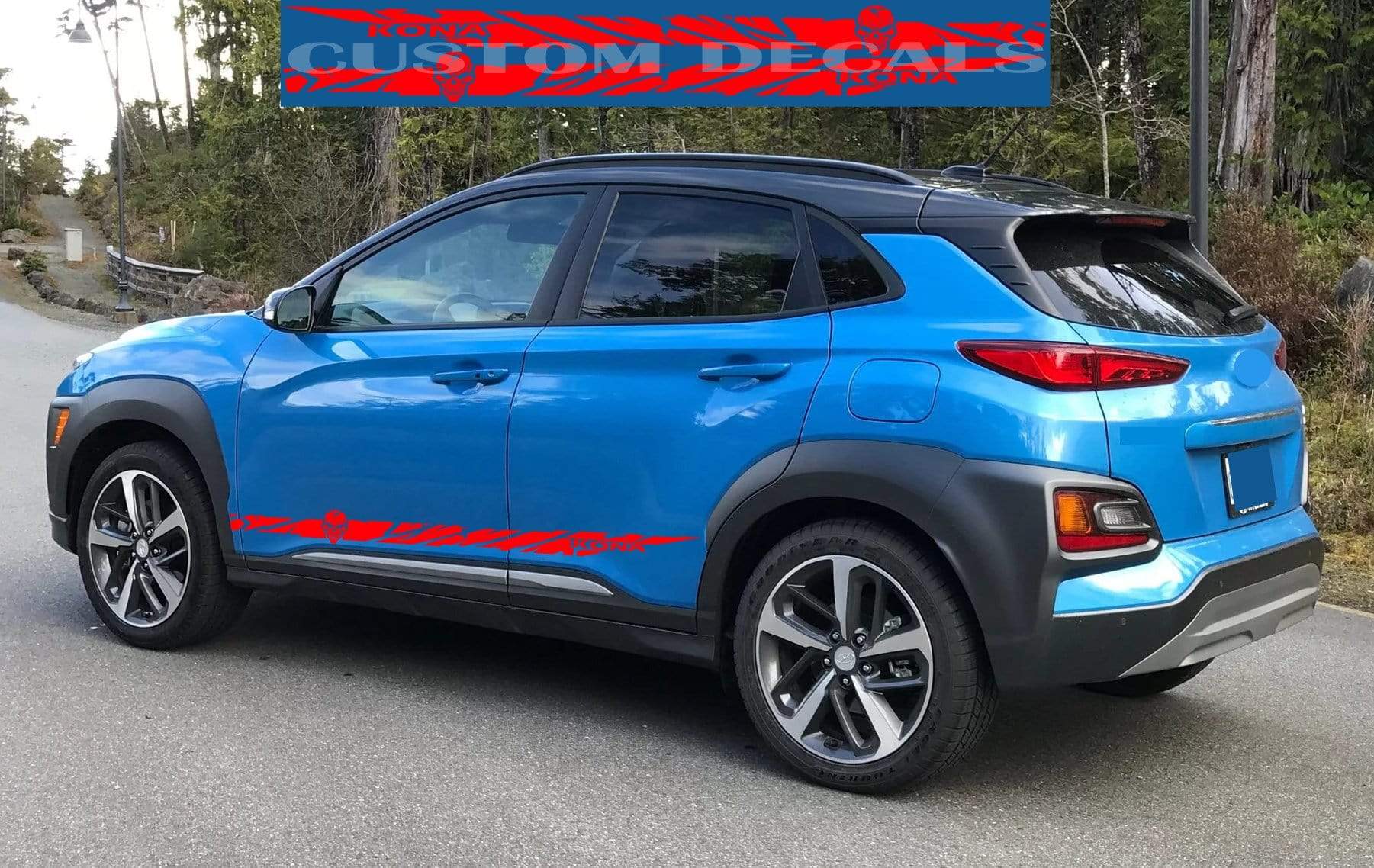 Premium Vinyl Sticker Compatible with Hyundai Kona New Skull Line design