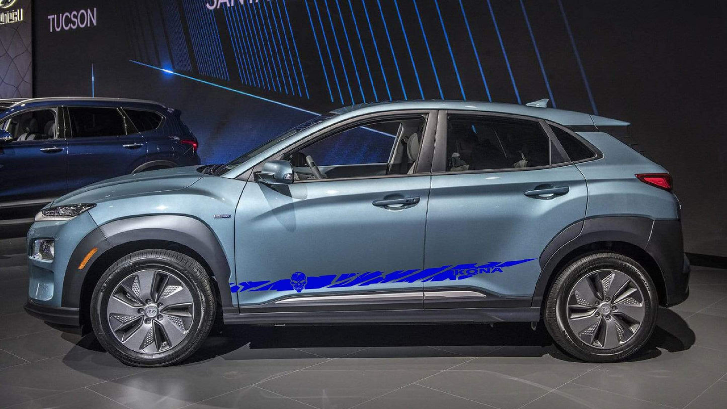 Premium Vinyl Sticker Compatible with Hyundai Kona New Skull Line design