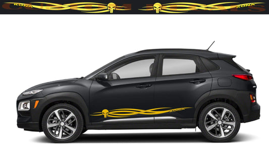 Premium Vinyl Sticker Compatible with Hyundai Kona New Tribal Skull design