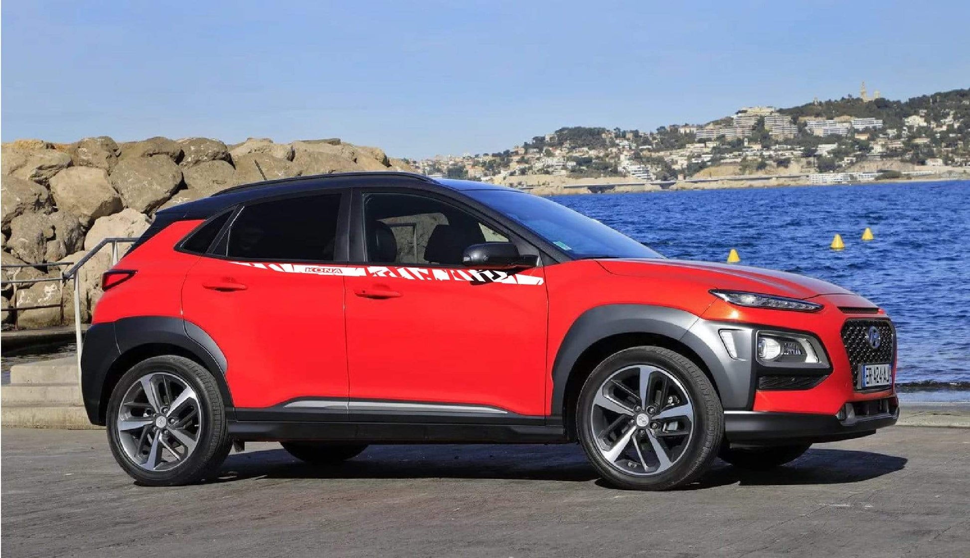 Premium Vinyl Sticker Compatible with Hyundai Kona New Zebra line design