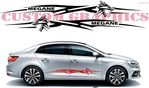 Vinyl Graphics Wolf Line Design Graphic Racing Stripes Compatible with Renault Megane
